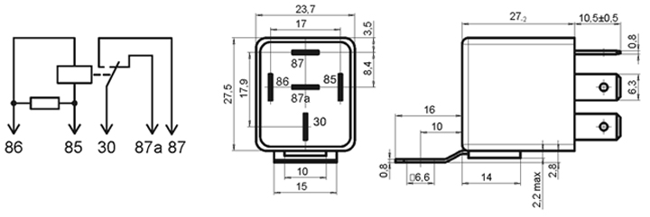 Dimensional drawing  of switching relay 0532.3747