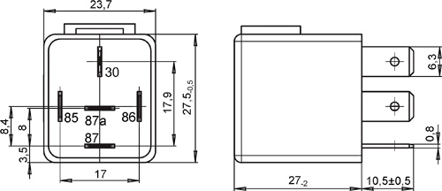 Dimensional drawing  of switching relay 0332.3747