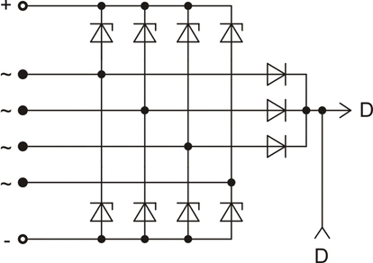 The scheme of restrictive rectifier unit BVO11-150-13