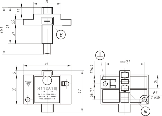 Dimensional drawing of the voltage regulator JA112ASCH