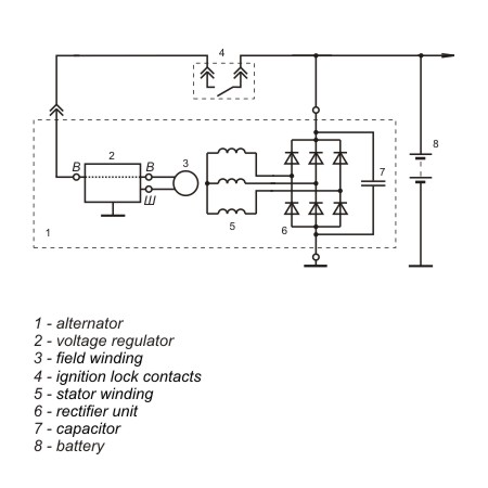 Connection diagram of the voltage regulator JA112A1