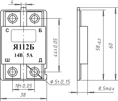 Dimensional drawing of the voltage regulator JA112B