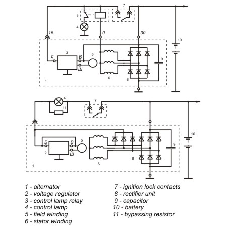 Connection diagram of the voltage regulator JA112V1
