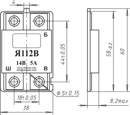 Dimensional drawing of the voltage regulator JA112V