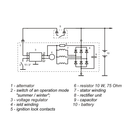 Connection diagram of the voltage regulator JA120M1