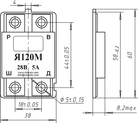 Dimensional drawing of the voltage regulator JA120M