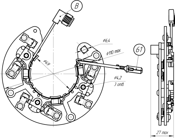 Dimensional drawing of rectifier unit BV21-150-14B