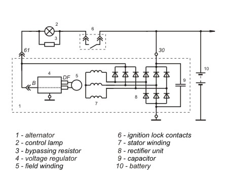 Connection diagram of the voltage regulator JA212A11