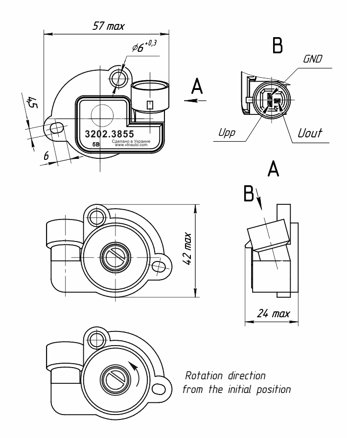 Dimensional drawing of the TPS 3202.3855