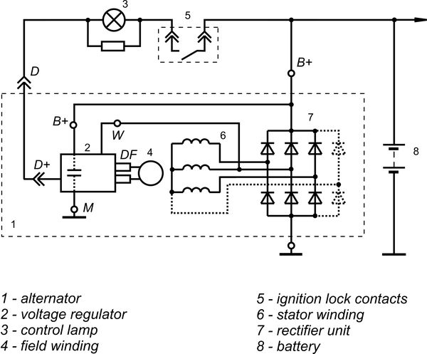 СхемConnection diagram of the voltage regulator 9333.3702-25