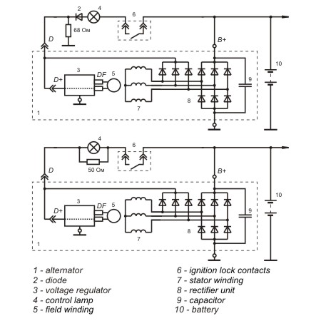 Connection diagram of the voltage regulator 9402.3702-02