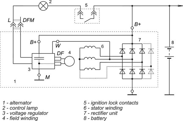 Connection diagram of multifunctional voltage regulator 9555.3702