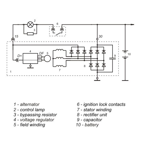 Connection diagram of the voltage regulator 9762.3702
