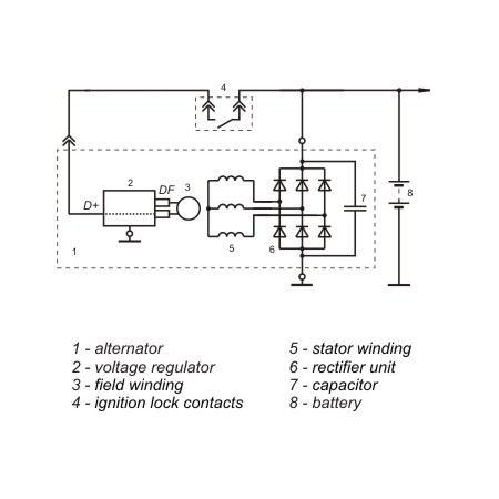 Connection diagram of the voltage regulator 9763.3702