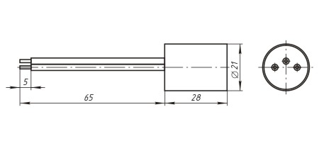 Dimensional drawing of the thermostabilization sensors TM108M 3808000 -11G, -12G