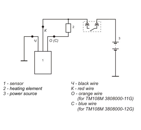 Connection diagram of the thermostabilization sensors TM108M 3808000 -11G, -12G