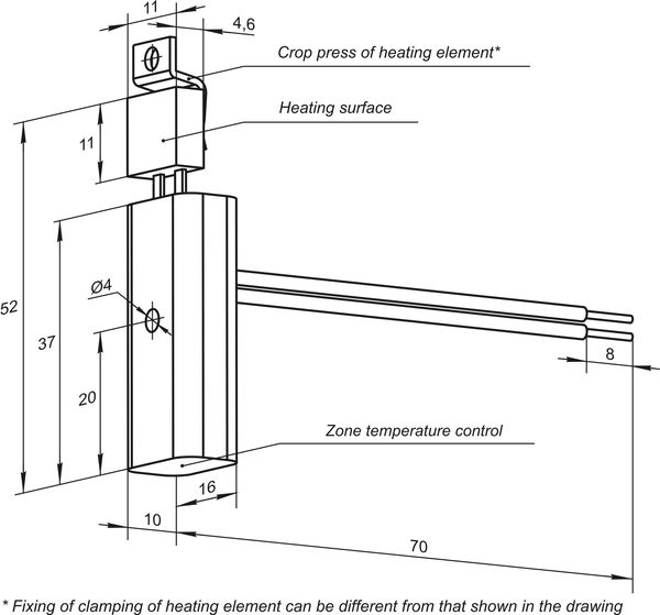 Dimensional drawing of the thermostabilization unit TMS23