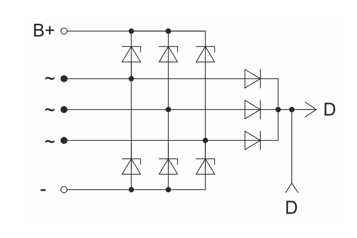 Circuit diagram of restrictive rectifier unit BVO11-150-08M