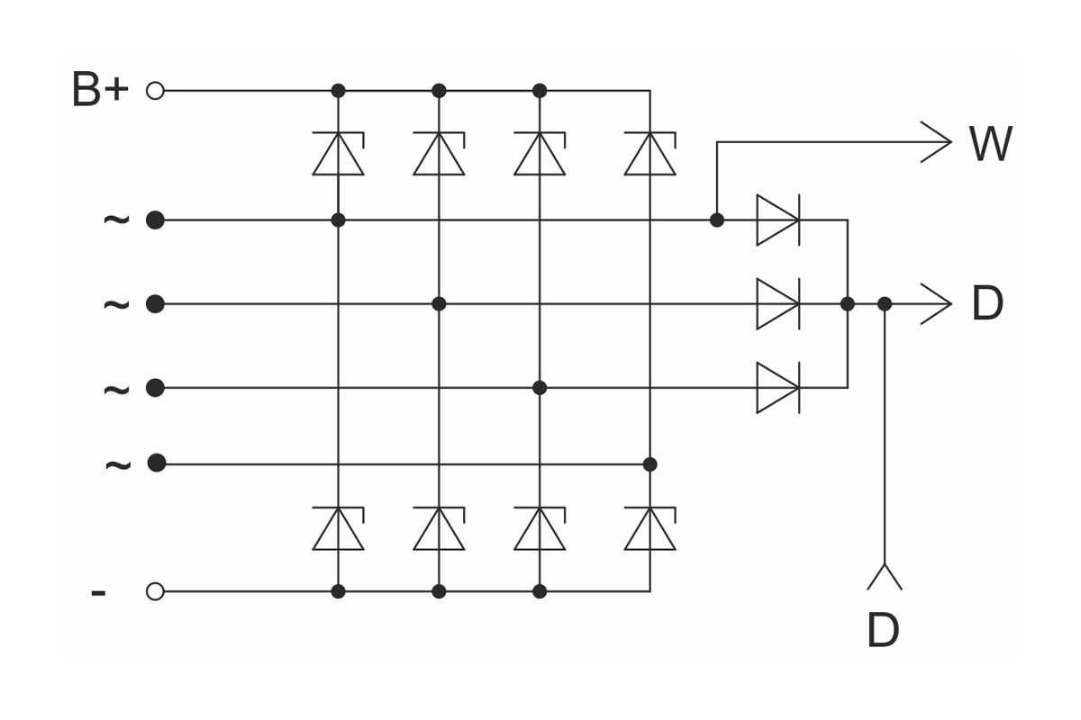Circuit diagram of restrictive rectifier unit BVO11-150-16M
