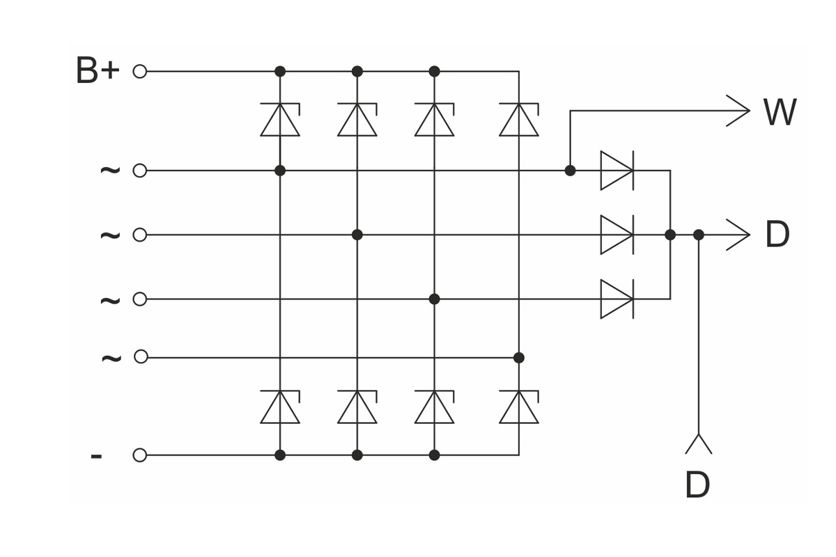 Circuit diagram of restrictive rectifier unit BVO11-150-23.70