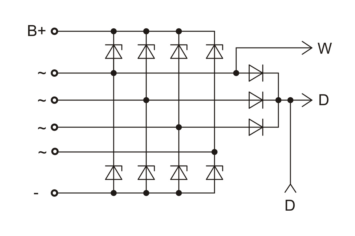 Circuit diagram of restrictive rectifier unit BVO11-150-23.86