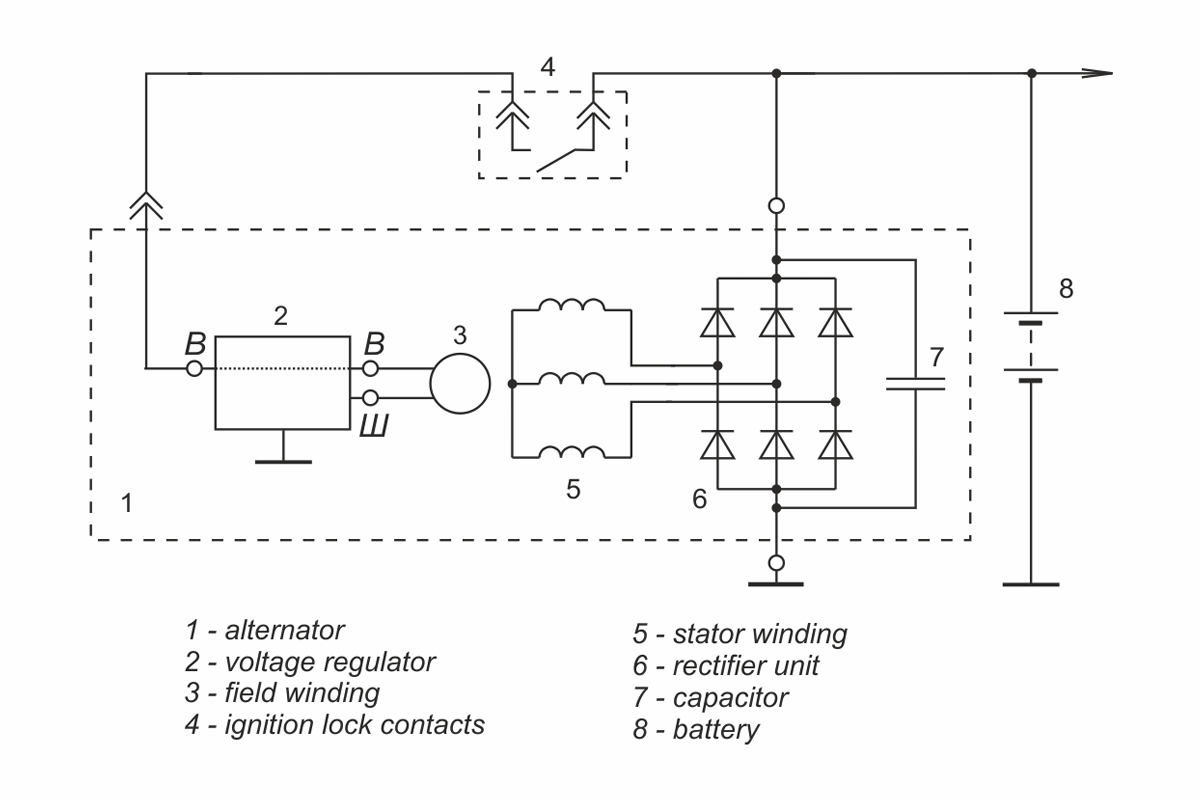 Connection diagram of voltage regulator JA112A1
