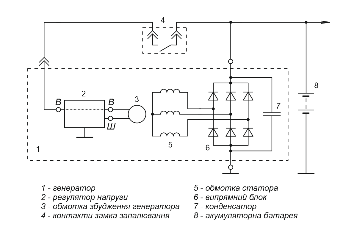 Схема включення регулятора напруги Я112А1
