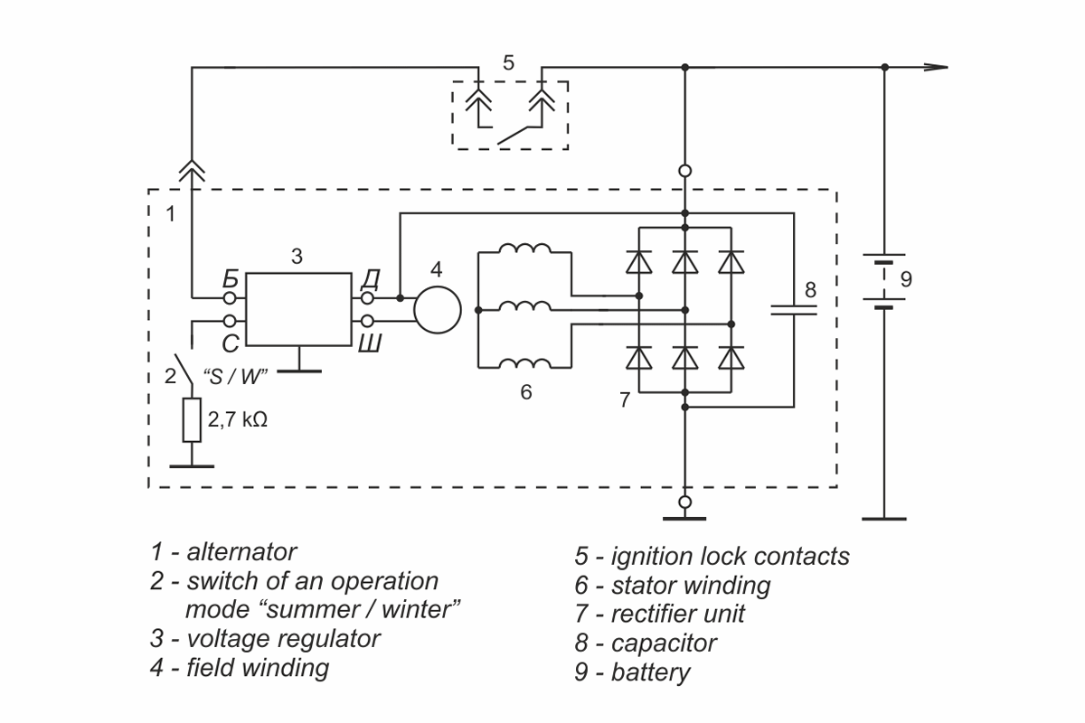 Connection diagram of voltage regulator JA112B1