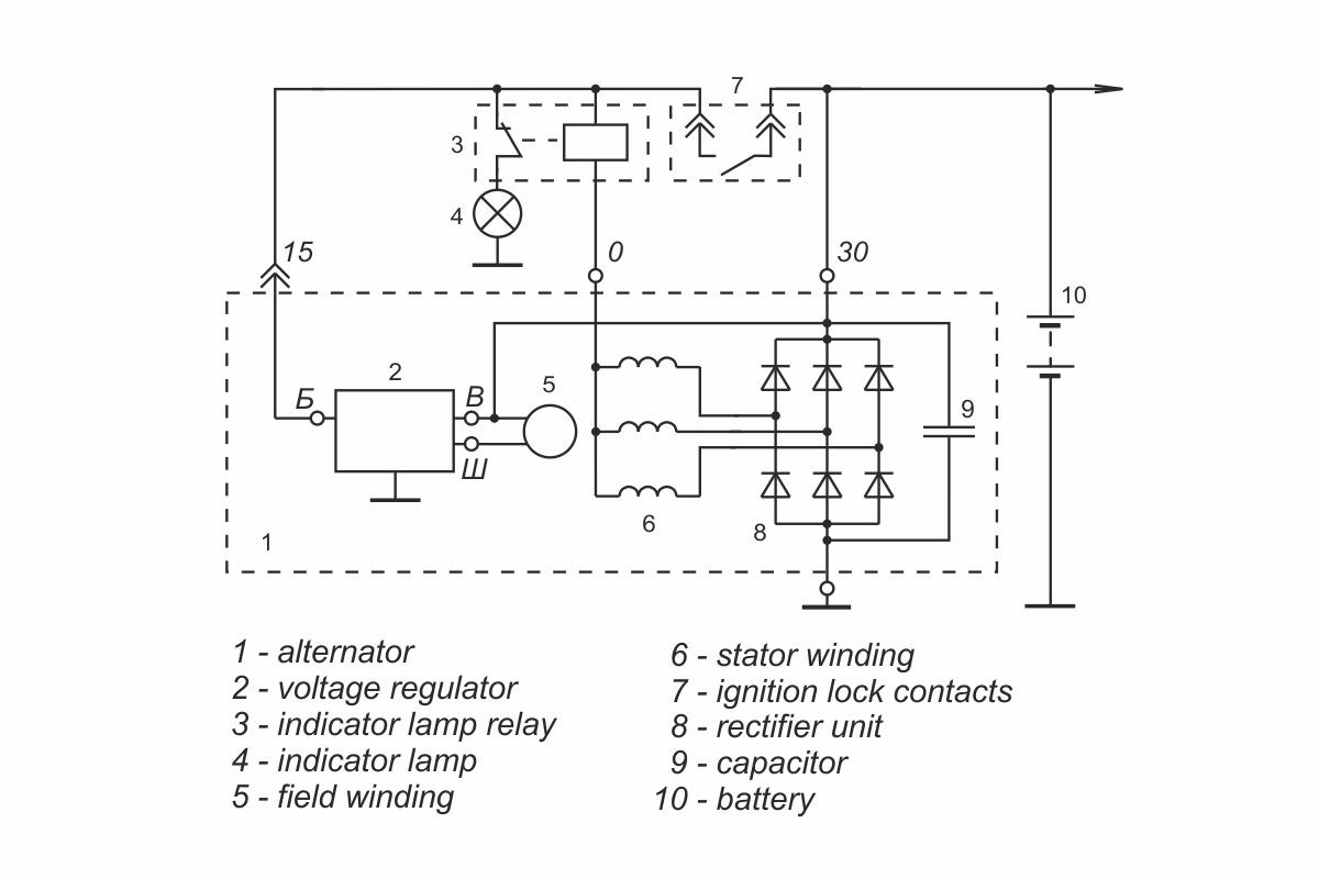 Connection diagram of voltage regulator JA112V1