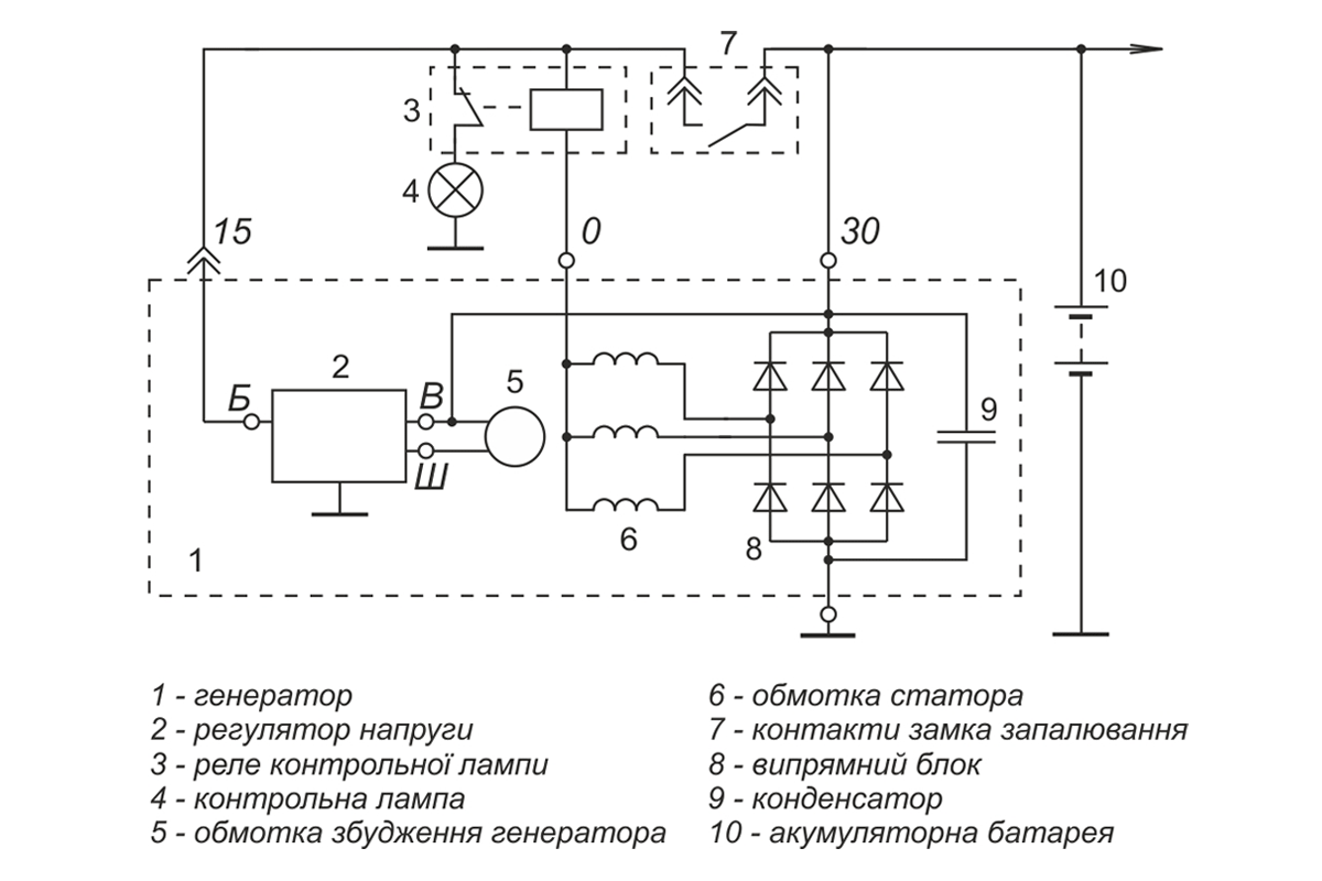 Схема включення регулятора напруги Я112В1