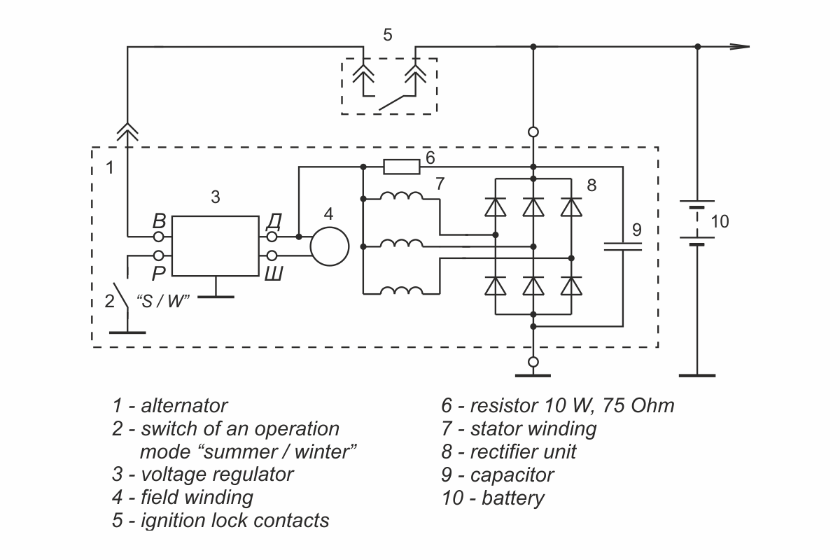 Connection diagram of voltage regulator JA120M1