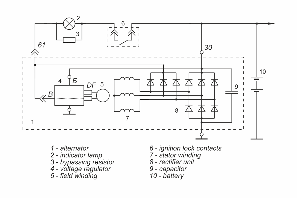 Connection diagram of voltage regulator 1702.3702-02