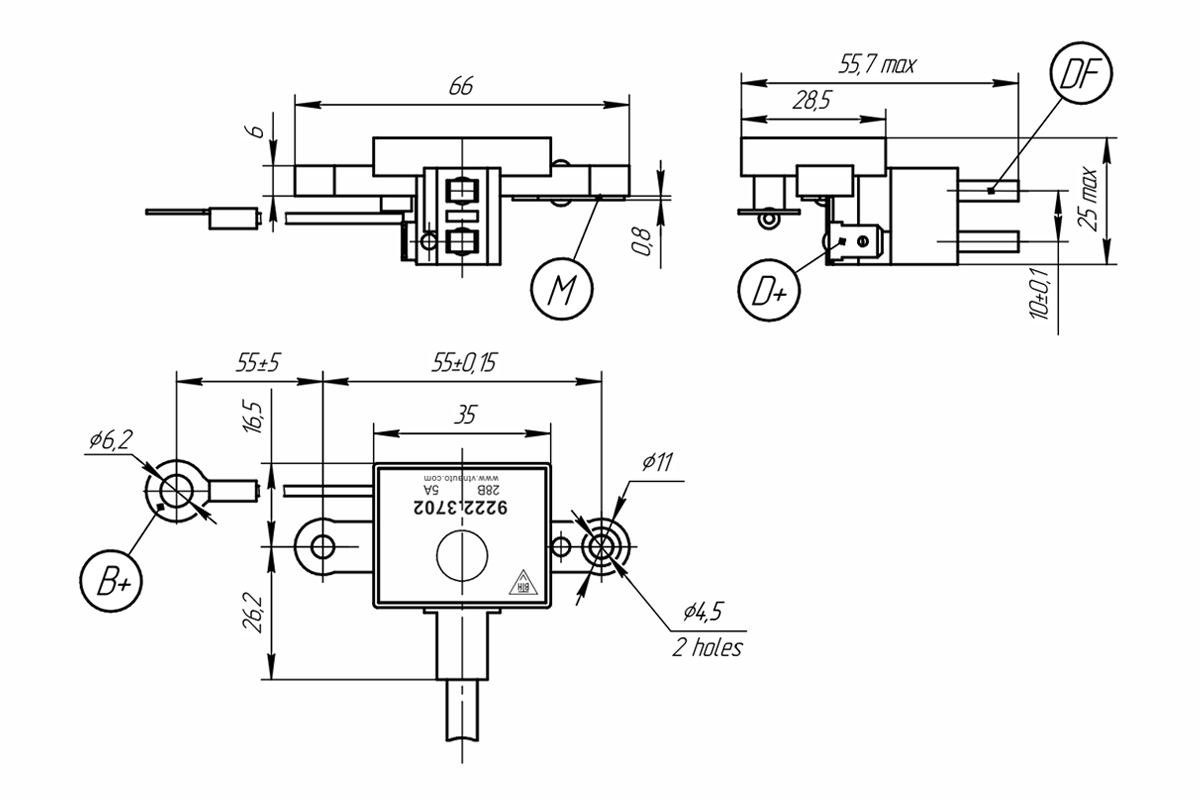 Dimensional drawing of voltage regulators