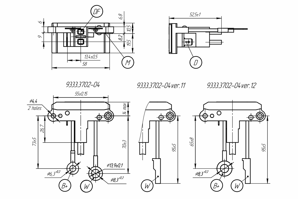 Dimensional drawing of voltage regulators