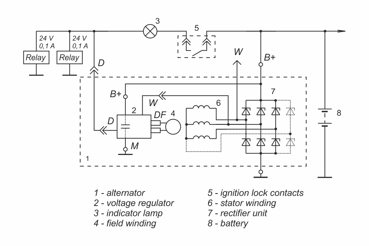Connection diagram of voltage regulator 9333.3702-28