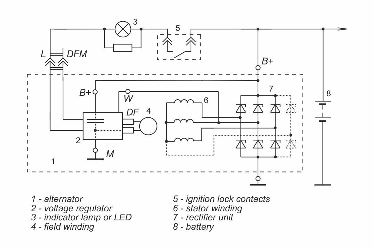Connection diagram of voltage regulator 9555.3702