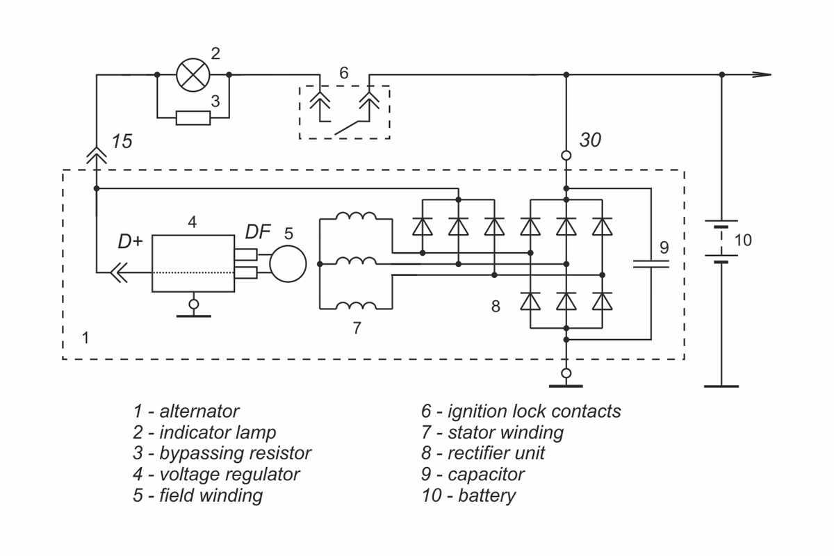Connection diagram of voltage regulator 9702.3702